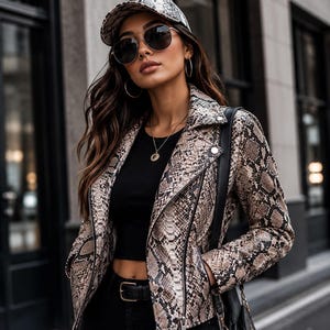 Handmade Python Leather Vest and baseball cap set - Luxury Snakeskin Fashion, Adjustable Fit two