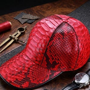 Luxury Unisex Snake Skin Hat Python Leather Cap leather