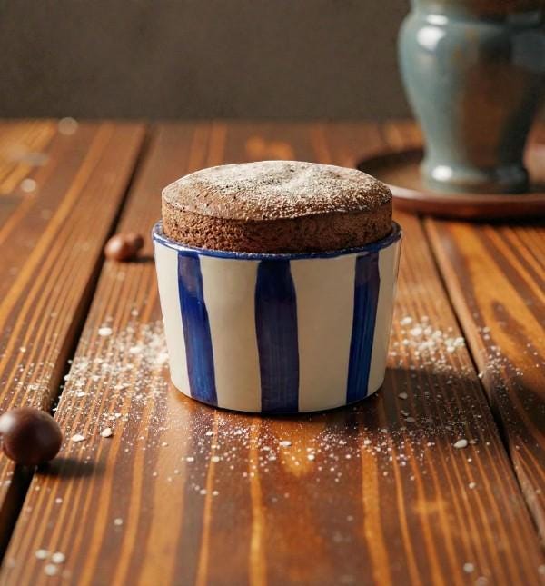 Ramequin à soufflé en céramique fait main, bol en céramique à rayures bleues, ramequin allant au four, petit plat allant au four, décoration de cuisin
