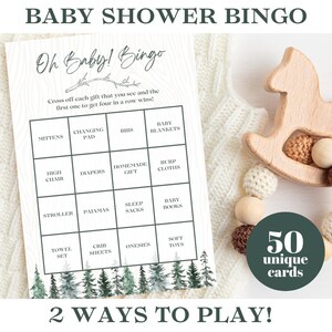 Tarjetas de bingo con acuarela de bosque para baby shower - Juego para baby shower imprimible - Actividad para baby shower con bosque - Descarga instantánea
