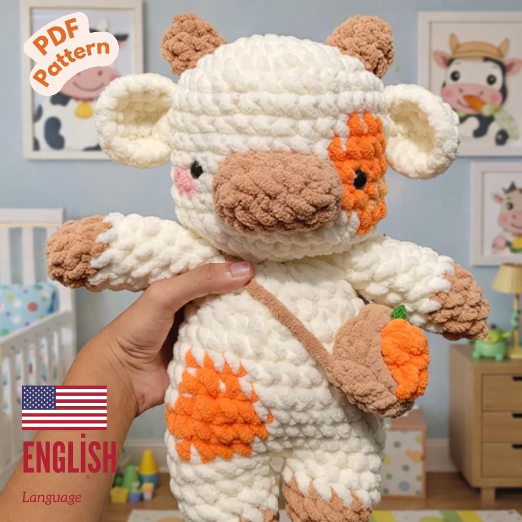 30 Adorable Cow Plush Crochet Patterns for Farmhouse Decor, Gifts, and Cozy Displays 29 Milk Cow Plush Crochet Pattern