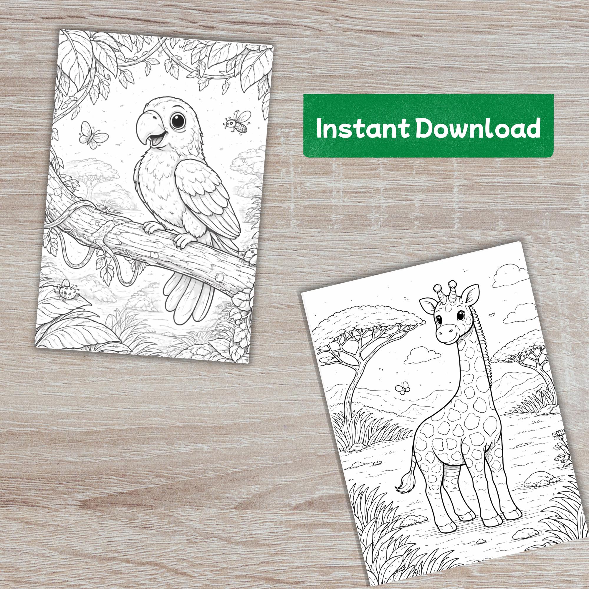 Safari Animals 15 Coloring Pages PDF for Kids and Adults Instant ...
