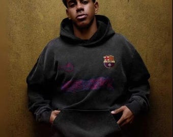 FC Barcelona x Cactus Czarna bluza z kapturem oversize – bluza typu streetwear