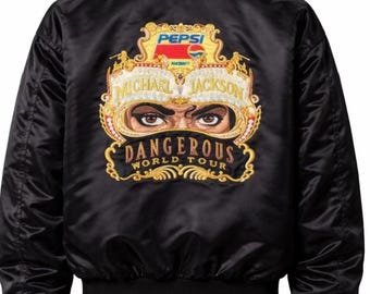 Michael Jackson Dangerous World Tour Satin Bomber Jacket.