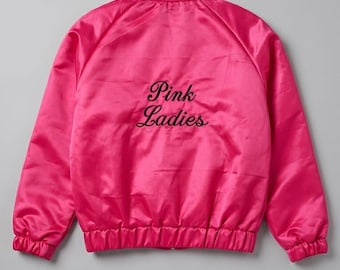 Kurtka damska typu bomber w kolorze Grease Pink - spersonalizowana kurtka z lat 50. z imieniem.