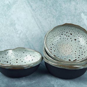 Set of 4 Handmade Glazed Stoneware Bowls
