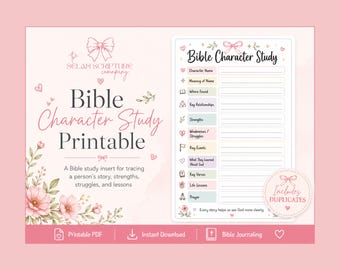 Bible Character Study Printable, Scripture Journaling Worksheet (Digital Download)
