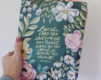 Preloaded KJV Note-Taking Bible | Large Print, Teal Floral Cover