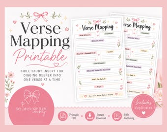 Verse Mapping Printable, Bible Study Worksheet, Scripture Journaling (Digital Download)