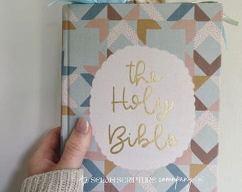 Loaded NIV Bible | Quilted Cover, Study Resources, Journaling Margins (Handmade)