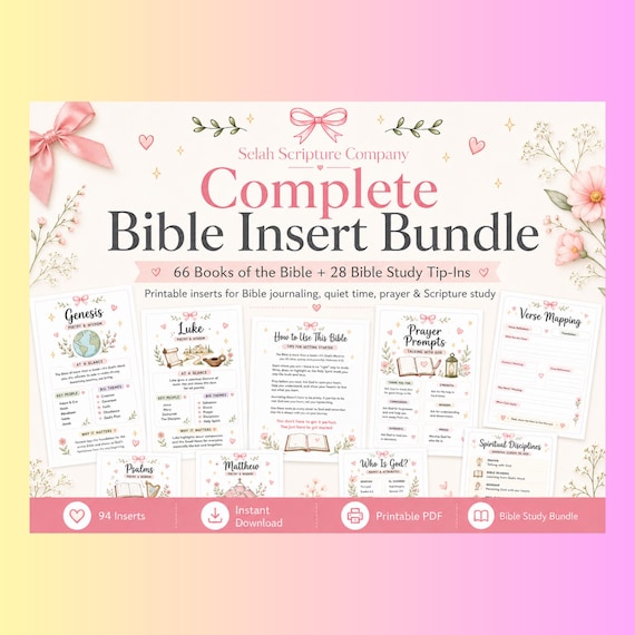 Complete Bible Insert Bundle | 66 Books, 28 Study Tip-Ins (Digital Download)