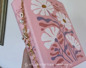 Pink Floral NIV Bible Journaling Loaded Bible with Tabs, Study Pages