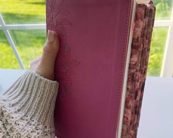Personalized Peony Pink NLT Bible | Giant Print, Study Tools, Hand-Drawn Doodles
