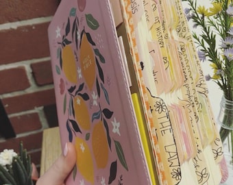 Pink Lemon Bible with Tabs | Handwritten Notes, Highlights, Prayer Topics