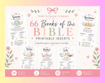 66 Books of the Bible Tip-In Bundle | Printable Bible Study PDF | Bible Journaling Inserts | Overview Pages for Every Book |Instant Download