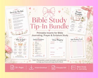 Bible Study Tip-In Bundle, Printable Prayer Scripture Inserts (Digital Download)