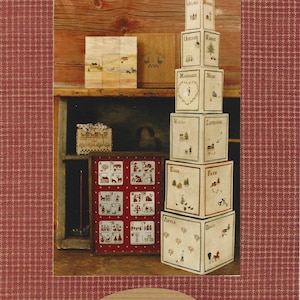 Stack of Blocks and Box of Wooden Puzzle Cubes- Canvas Blocks made of cardboard and painted cloth from Country Stencils Full Patterns!