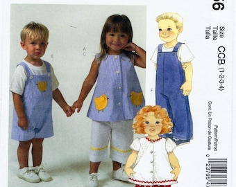 McCalls Toddler Pattern M4756 Sizes 1-2-3-4 Toddler Tops, Pants and Jumpsuit in Two Lengths - Loose Fitting Some Inner Leg Closure UNCUT
