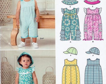 New Look Baby Pattern A6274 sizes Newborn to Large (7-13lbs to 21-24lbs) Rompers & Hats for Adorable Babies - Becoming Toddlers! UNCUT MINT