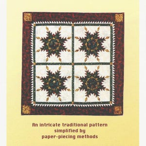 Estrella Radiante - Patrón tradicional simplificado mediante la técnica de patchwork con papel. Tamaño de la colcha: 21 pulgadas cuadradas. Por Jan Wildman. NUEVO.