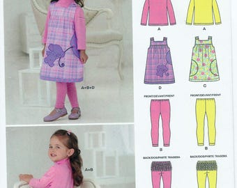 New Look kids! Pattern 6256 Girls Outfits Size 1/2-4 Long sleeve Turtleneck Top, Sleeveless Dress and Tights (front and back) MINT CONDITION