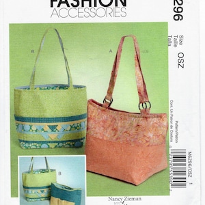 Patrón sin cortar M6296 de McCall's Fashion Accessories, Nancy Zieman, Diez, veinte y treinta minutos para coser - Paso a paso, Stop & Go, Patrón MINT