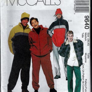 May include: McCall's sewing pattern featuring images of people wearing fleece jackets, pants, and a plaid jacket. The pattern includes the number 9640 and the Polar Gear logo. The size is medium.