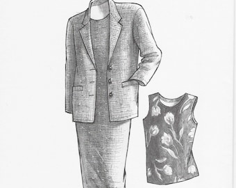 Great Copy Patterns #815 Sleeveless top/dress & Three Button Jacket NEW UNCUT Silhouette Top, Very Flattering!  Sizes Ex-sm to Ex-lg
