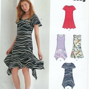 New Look Easy Pattern 6371 Women and Misses Sizes 10-22 Sleeveless and Cap Sleeve - Dresses with Contrast and Cut Crosswise - UNCUT PATTERN