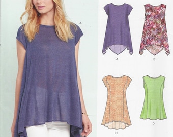 New Look Easy JUST4KNITS Pattern A6453 Misses and Womens Sizes 6-18 Tops with Cap sleeve or sleeveless with bottom Variation UNCUT PATTERN