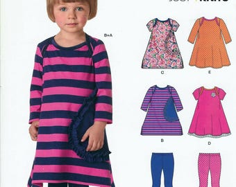 New Lookキッズ JUST4KNITS パターン 6423 幼児用トップス（袖のバリエーションあり）と素敵なレギンス - キッズサイズ ハーフ～4 新品同様 未裁断パターン