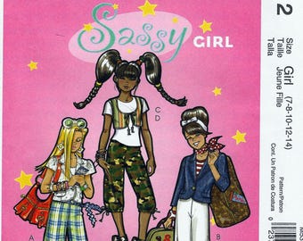 Cartamodello McCalls Easy - Sassy Girl M5312 per bambine, taglie 7-8-10-2-14, giacca, gilet e pantaloni - Menta. Cartamodello NUOVO, MAI TAGLIATO.