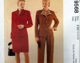 McCalls Muster 9568 Größe 44-40-42 Zierliche Misses gefütterte Jacke, Hose und Rock ungeschnittenes Muster