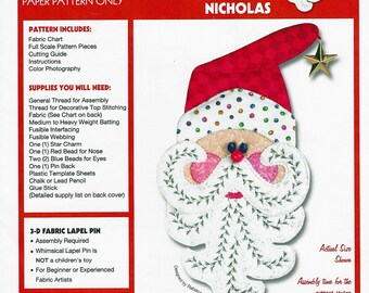 Fabric Art In A Bag - Paper Pattern ONLY - NICHOLAS - Great Pattern From Zanoni Designs - BRILLANT as a Door Wreath - New Pattern