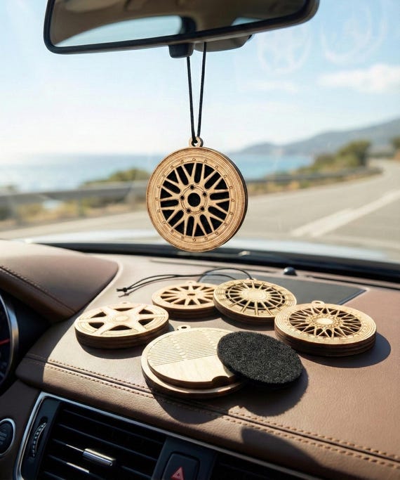 Auto Duftbaum Holz | Felgenoptik | Wiederverwendbar mit Filz | Tuning Geschenk für Männer | Lufterfrischer Design Birke