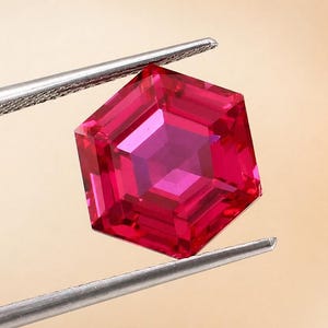 Ruby Mozambique Hexagon Shape Cut Lab Created Loose Gemstone for Jewelry Making 14 mm