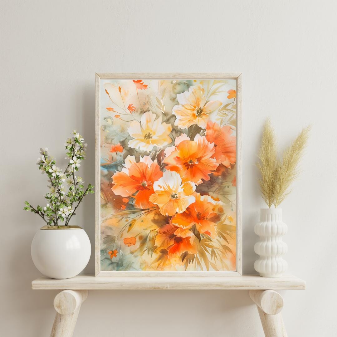 Watercolor Floral Bouquet Printable | Vibrant Botanical Wall Art ...
