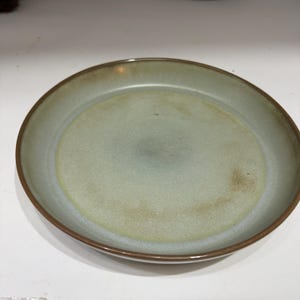 Vintage Frankoma keramik pajfat | Prairie grön stengods serveringsfat