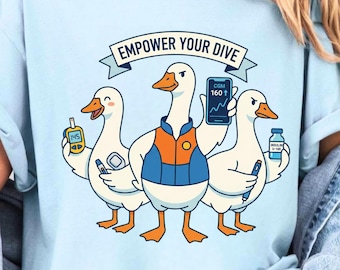 Funny Diabetes Goose Nurse Shirt, CGM Insulin Awareness T-Shirt, Type 1 Diabetic Tee