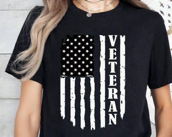 Distressed US Flag Veteran Shirt, Patriotic Military Family T-Shirt, American Flag Veterans Day Tee