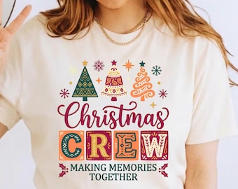 Retro Christmas Crew Family Shirt, Making Memories Together T-Shirt, Boho Christmas Holiday Party Gift