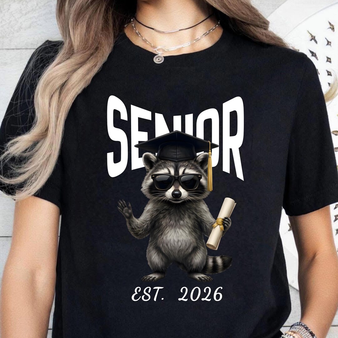 Senior Racoon Funny Custom Senior Raccoon Shirt, Class of 2026 Graduation Tee - Etsy