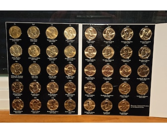 Complete original set of 39 Presidential Dollar Coins & Collectors Folder  – Imperfect Uncirculated--FREE shipping