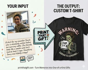 Custom Coworker T-Shirt • Personalized Photo to Art Shirt • Unique Graphic Tee from Your Description • Funny Custom Gift for Him Her