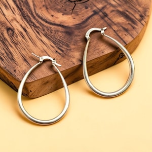 Oval Hoop Earrings for Women 14K Gold Plated Rose Gold  Sterling Silver Plated Oval Hoop Earrings Lightweight  Hoop Jewelry 45mm 55- 65-70mm