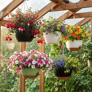 13 Inch Self Watering Hanging Planters Set of 2 – Large Hanging Plant Pots with 50oz Reservoir, Indoor Outdoor Garden Basket, Black