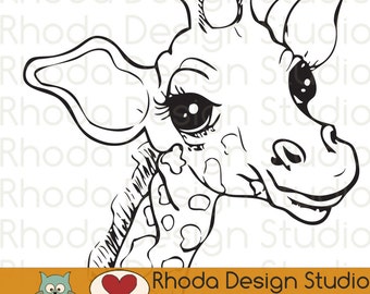 Giraffe Digital Clip Art Coloring Stamps