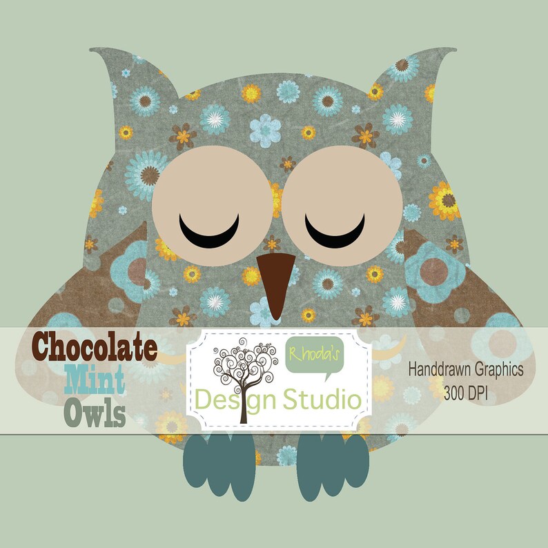 Owls Clip Art Chocolate Mint Woodsy Owl Digital Birds Etsy