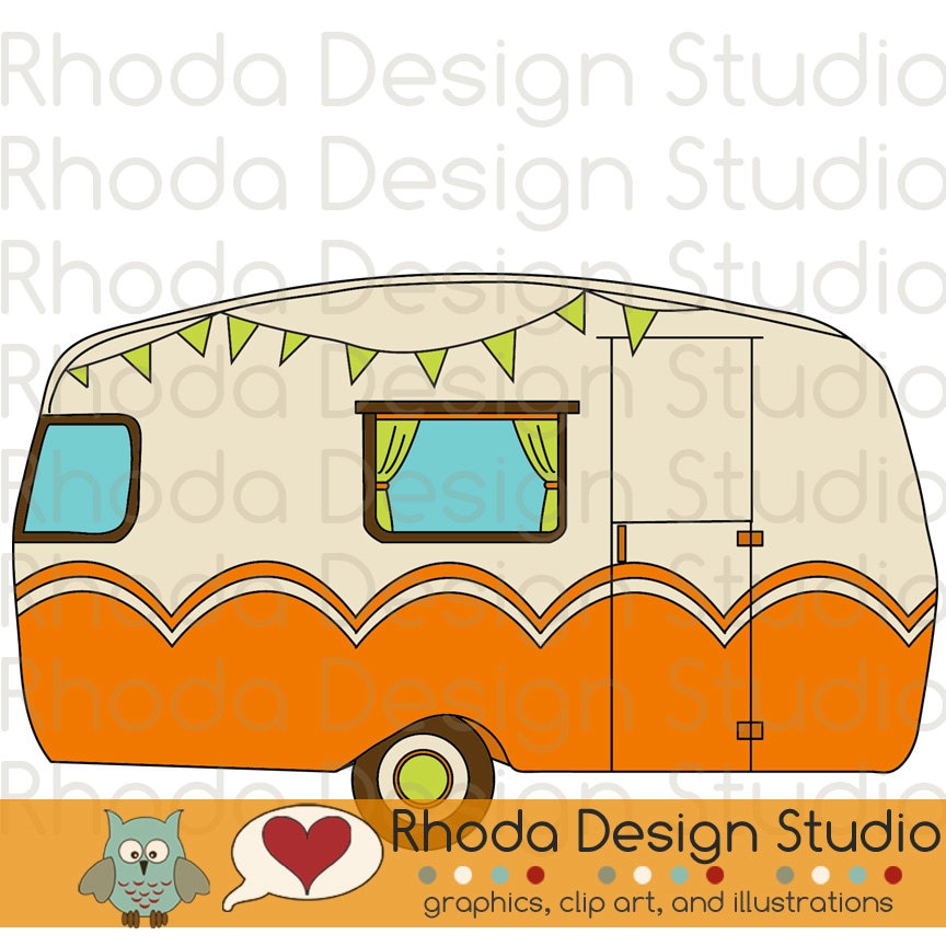 Vintage Camper Adventure Digital Clip Art Retro Camp Trailers Etsy