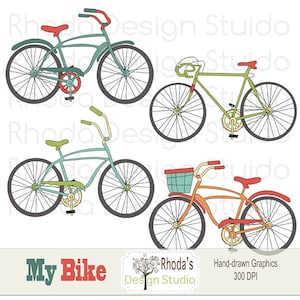 Biciclette retrò digitale Clip Arte Vintage biciclette Set 1 (Retro)